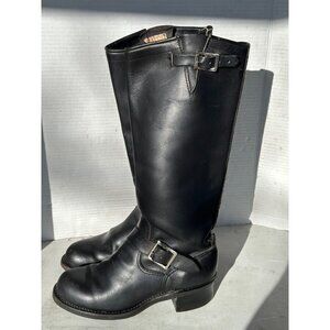 VTG 40s 50s Sears 14.5” Tall Harness Engineer Motocycle Boots 8D Black Leather